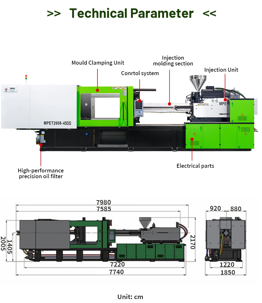 Manufacturer PET Preform Making Injection Molding Machine Dental Floss 450 Ton Injection Molding Machine manufacture