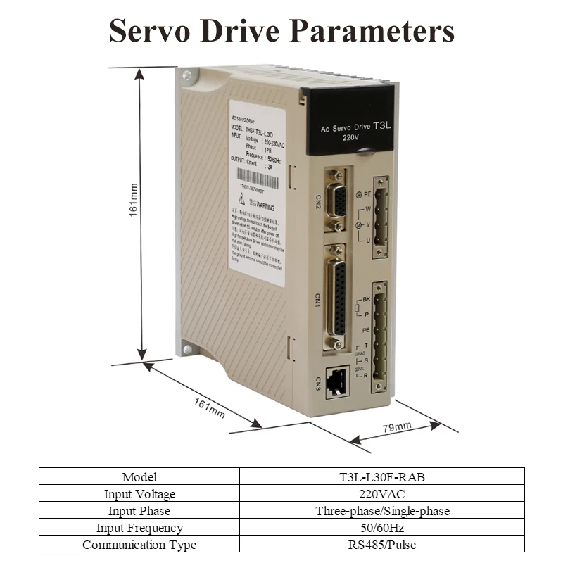 130x130mm 3-Phase 220VAC 1.5KW 2500RPM 6N.m Industrial AC Servo Motor with Servo Drive Kit