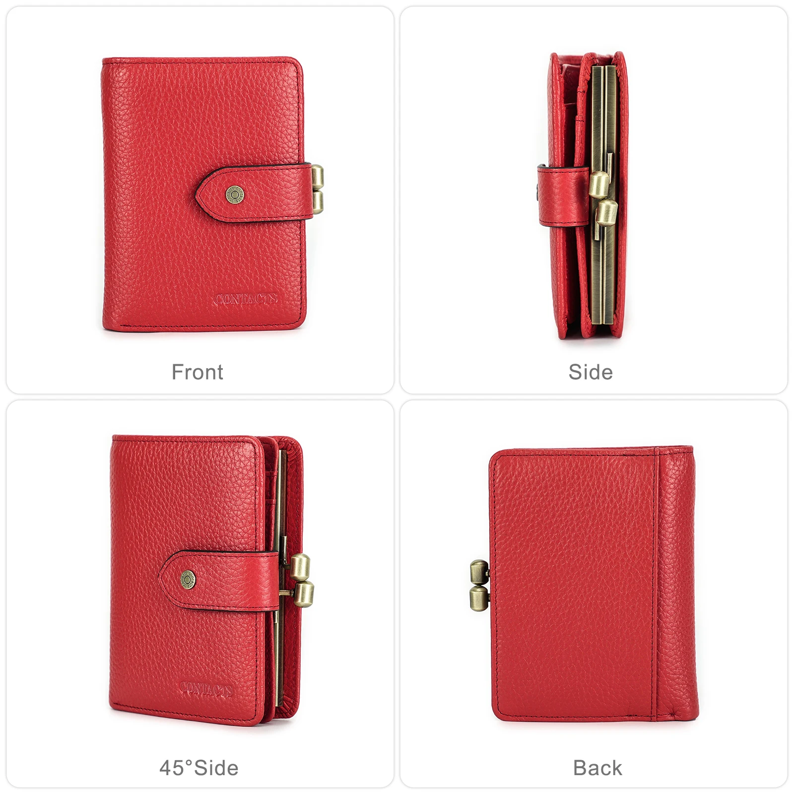 Vintage Rfid Damen Geldbörse Aus Echtleder Mit Münzfach_voghion.com