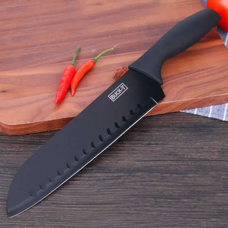 Kitchen Knives 7pcs Black Stainless Steel Knife Set Kitchen Chopping Knife Set With Cutting