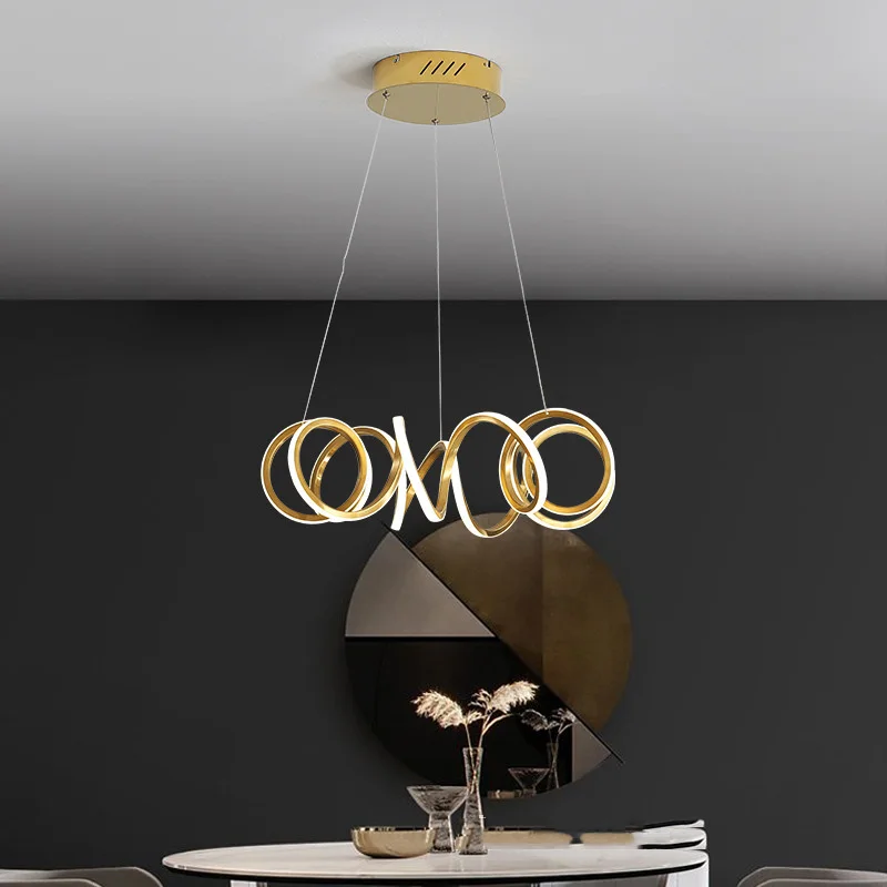 Spring style led chandelier modern creative dining chandelier simple 360 degree led pendant light