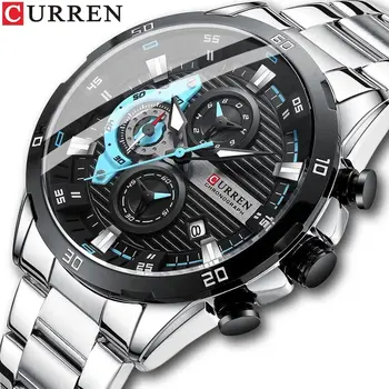 CURREN 8402 Men's watch Popular in Europe and the United States business steel belt waterproof quartz watch
