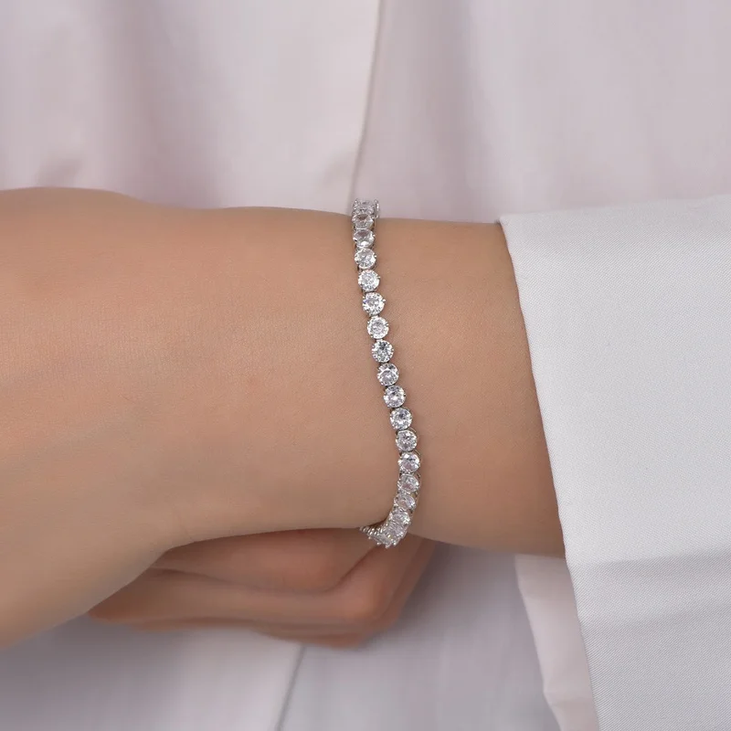 925 silver cz wholesale tennis bracelet for women lab diamond tennis bracelet