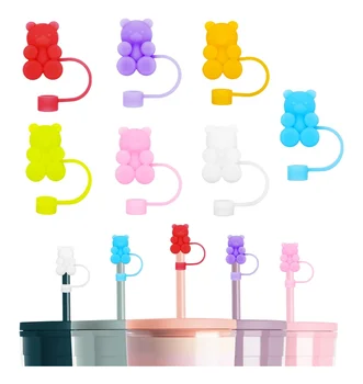 New Gummy Bear Silicone Straws Cover Cap Spill Stopper Straw Topper for Stanley 30&40 Oz