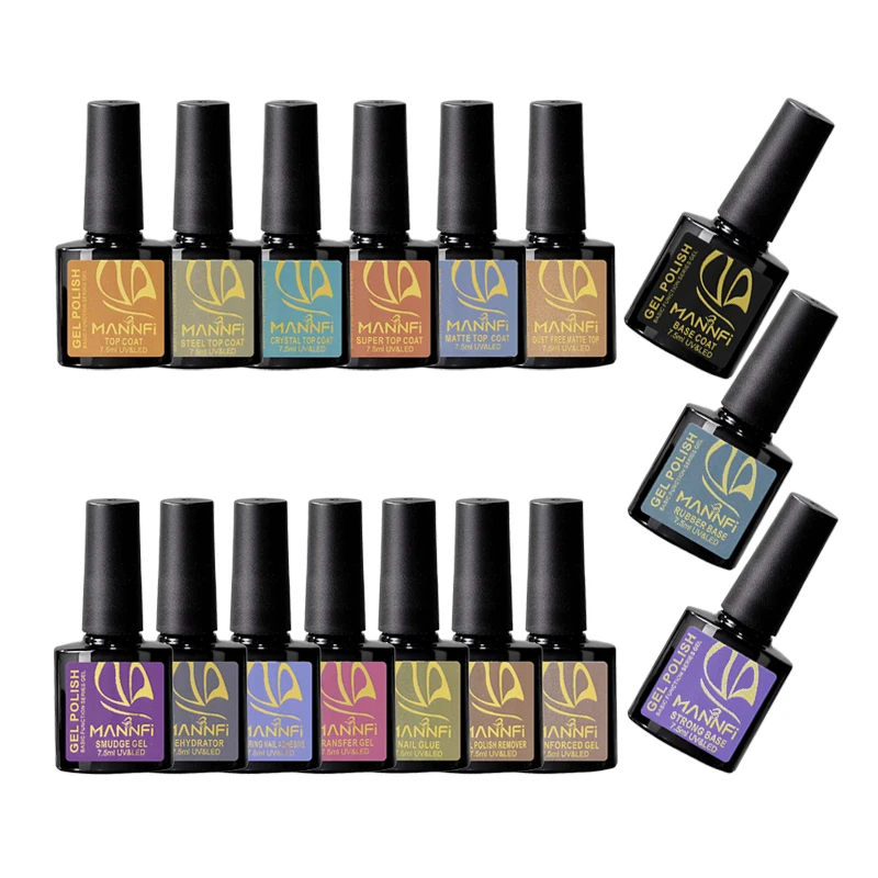 Nail supplier Custom Logo Nail Art Long lasting Function Gel Polish Uv Led Nail Transfer Gel Top Coat Base Gel