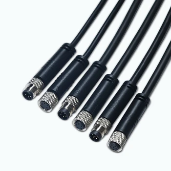 Customized Wire M8 Male Female Plug Waterproof Socket 3pin 4pin 5pin 6pin Straight Circular M8 Sensor Electrical Connector Cable