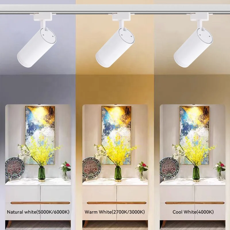 Modern 30W Factory Price LED Track Light Rail Lighting System Motorized Zoomable Adjust Aluminum Lamp COB 3-4 Lines Optional