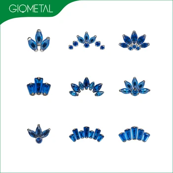 Giometal ASTM F136 Titanium Blue Crystal CZ Threaded Ends Daith Helix Tragus Ear Labret Piercing Earrings Body Jewelry Wholesale