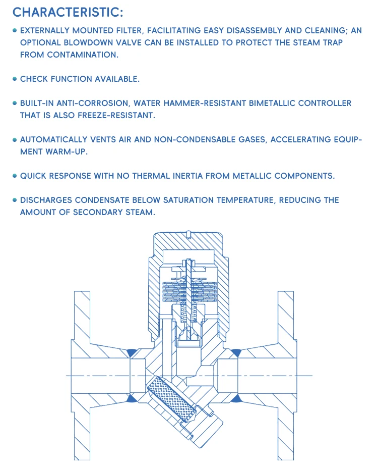 513F Carbon Steel Thermostatic Steam Trap Valve DN15 PN20 Flange Steam Trap for General Application supplier