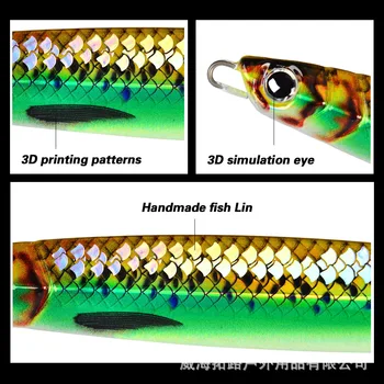 3D Printed Luminous Slow Jig Metal Spoon Fish Scale Style 80g-150g Fast-Pull Mackerel Slow-Jigging Iron Plate Bait Wholesale – Metal Jig – view 4