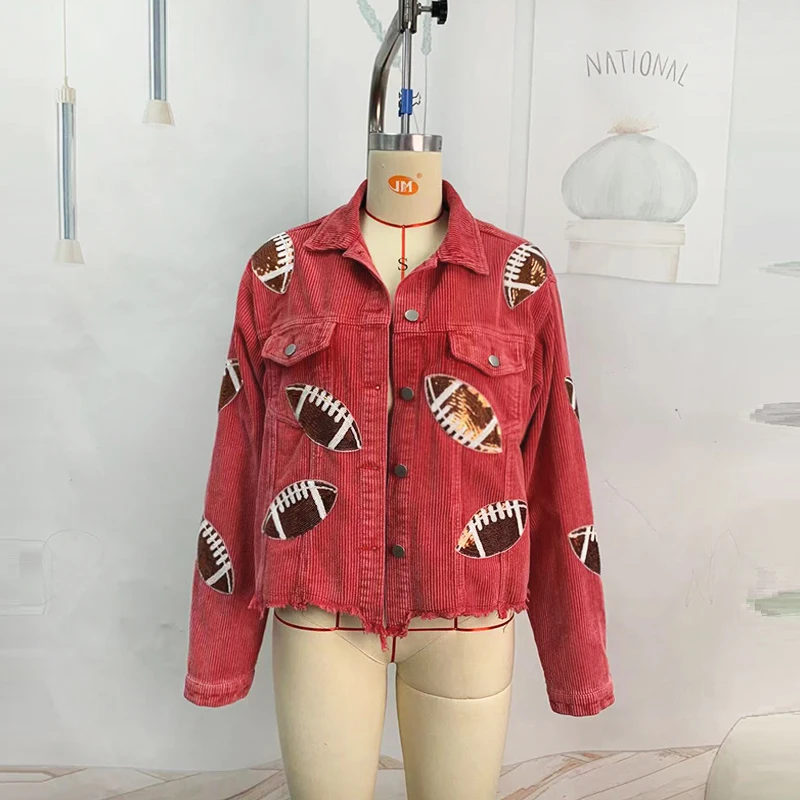 Giacca shacket in velluto a coste con ricami paillettes_voghion.com