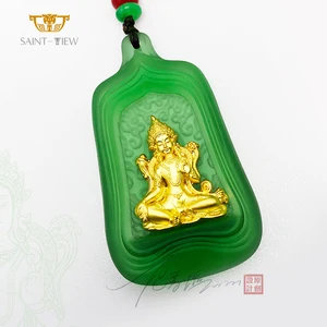 Buddhism Factory 2026 New Green Tara Tantric Buddha Gold Religion Pendent Amulet Hanging Car Decoration