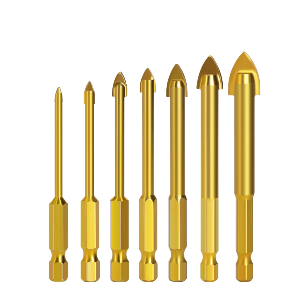 7pcs Carbide Spear Tipped Ceramic Porcelain Tile Glass Drill Bit For ...