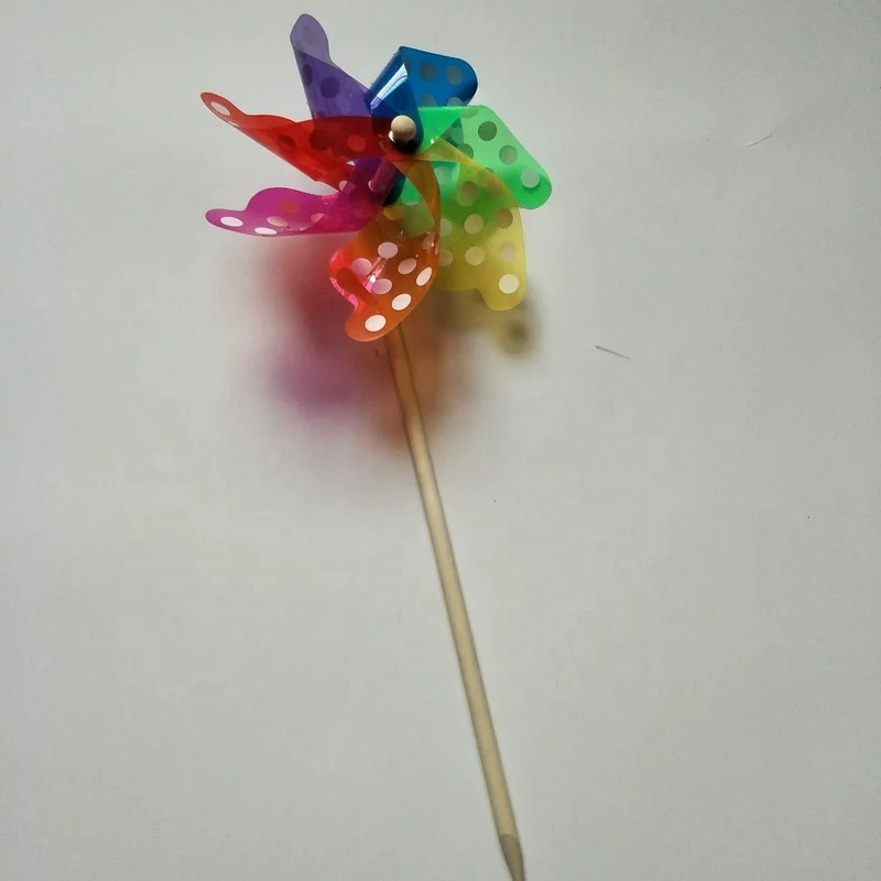 Высококачественная пластиковая Цветочная мельница, деревянная палочка, украшение для сада