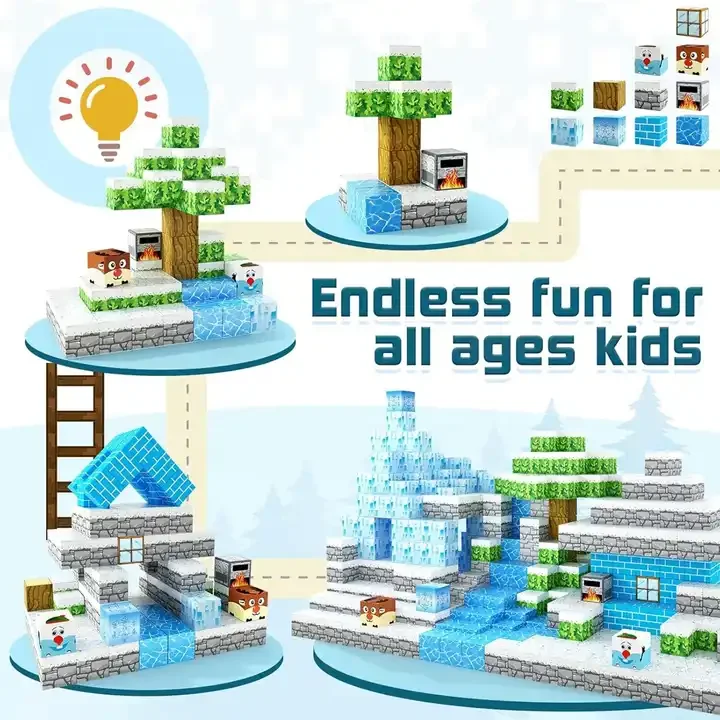 CAYI My World Cube Block World of Snow and Ice Creative Diy Moc Blocks Cubes Building Block Set Educational Toys for kids