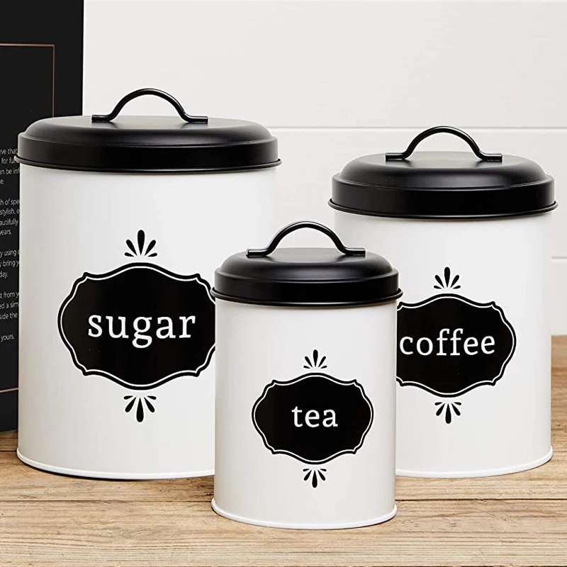 Kitchen Storage Canisters, Custom Tea Coffee Sugar