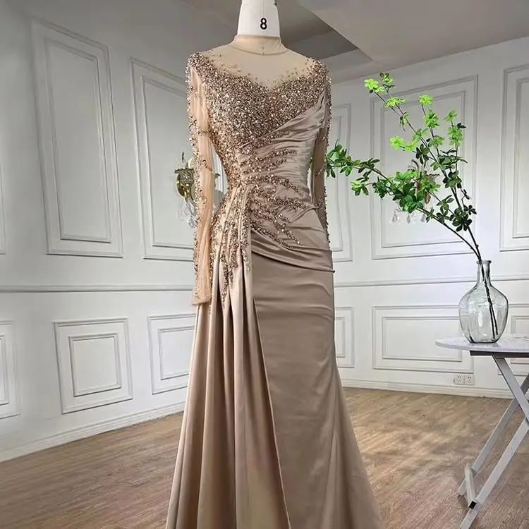 sachin and babi light blue dress Mermaid Champagne Sparkly Off Shoulder Wedding Dress – alinanova main image 1