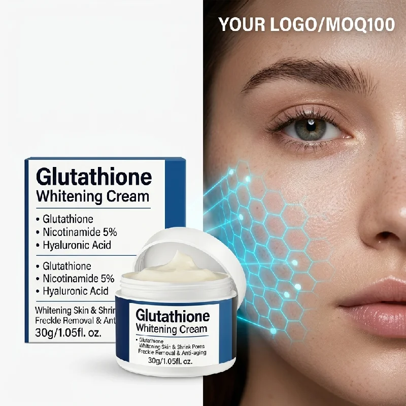 glutathione hyaluronic acid whitening cream This lightweight serum-in-cream is enriched with Glutathione, & Niacinamide to help brighten the skin, provide hydration, and improve the appearance of dark spots. It absorbs easily and leaves your skin For skin that is radiant Glutathione Face Cream Best Daily