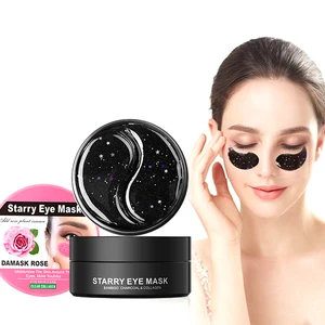 Custom Label 80g Starry Sky Bamboo Charcoal Gel Eye Mask Organic Hydrogel Patches for Anti-Wrinkle Dark Circle Rose Printed