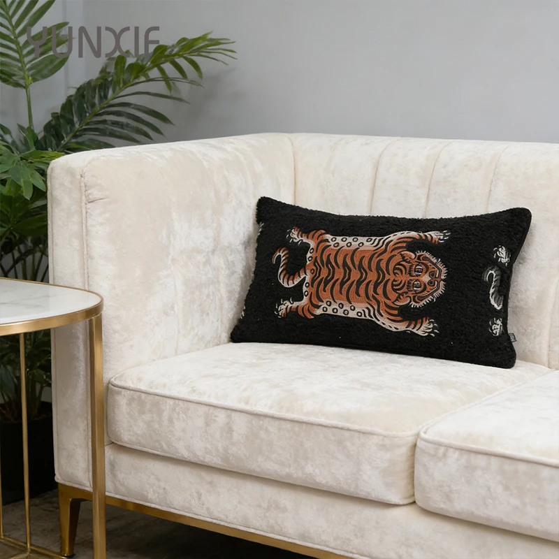 Capa de almofada com estampa artística de animais, estilo boêmio, texturizada, 100% poliéster, 30 cm x 50 cm, para decoração moderna de casa._voghion.com