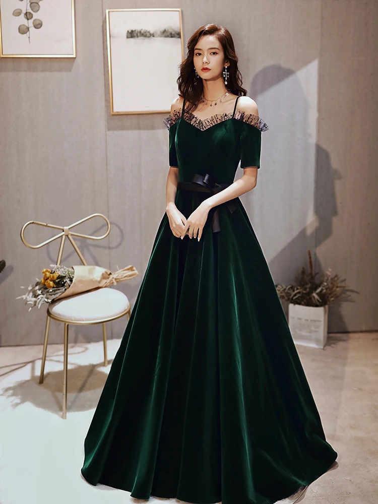 Velvet Banquet Elegant Teal Evening Dress Prom Dress