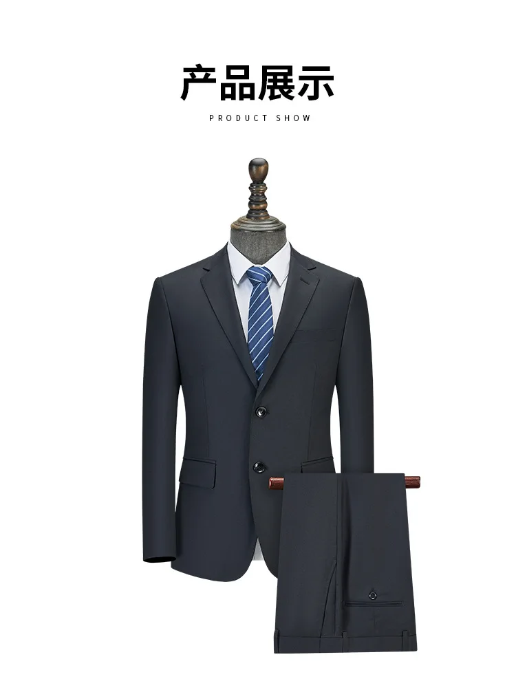 High Quality Royal Blue Wool Men's Office Pants Suits Formal Business ...