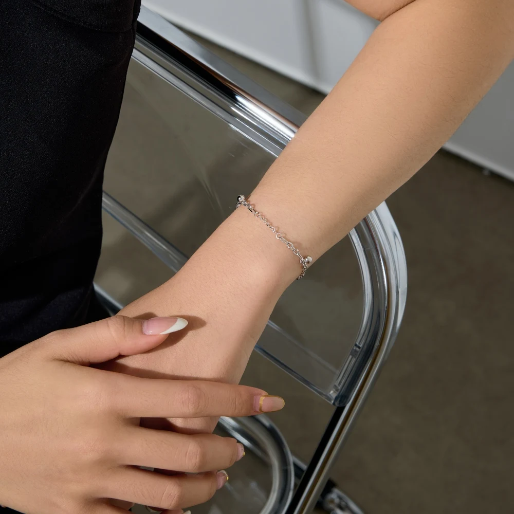 KAKODIY Simple Design Fine Jewelry Rhodium 18K Gold Plated 925 Sterling Silver Beads Pendant Bracelet and Bangles Jewelry for Women detail 2