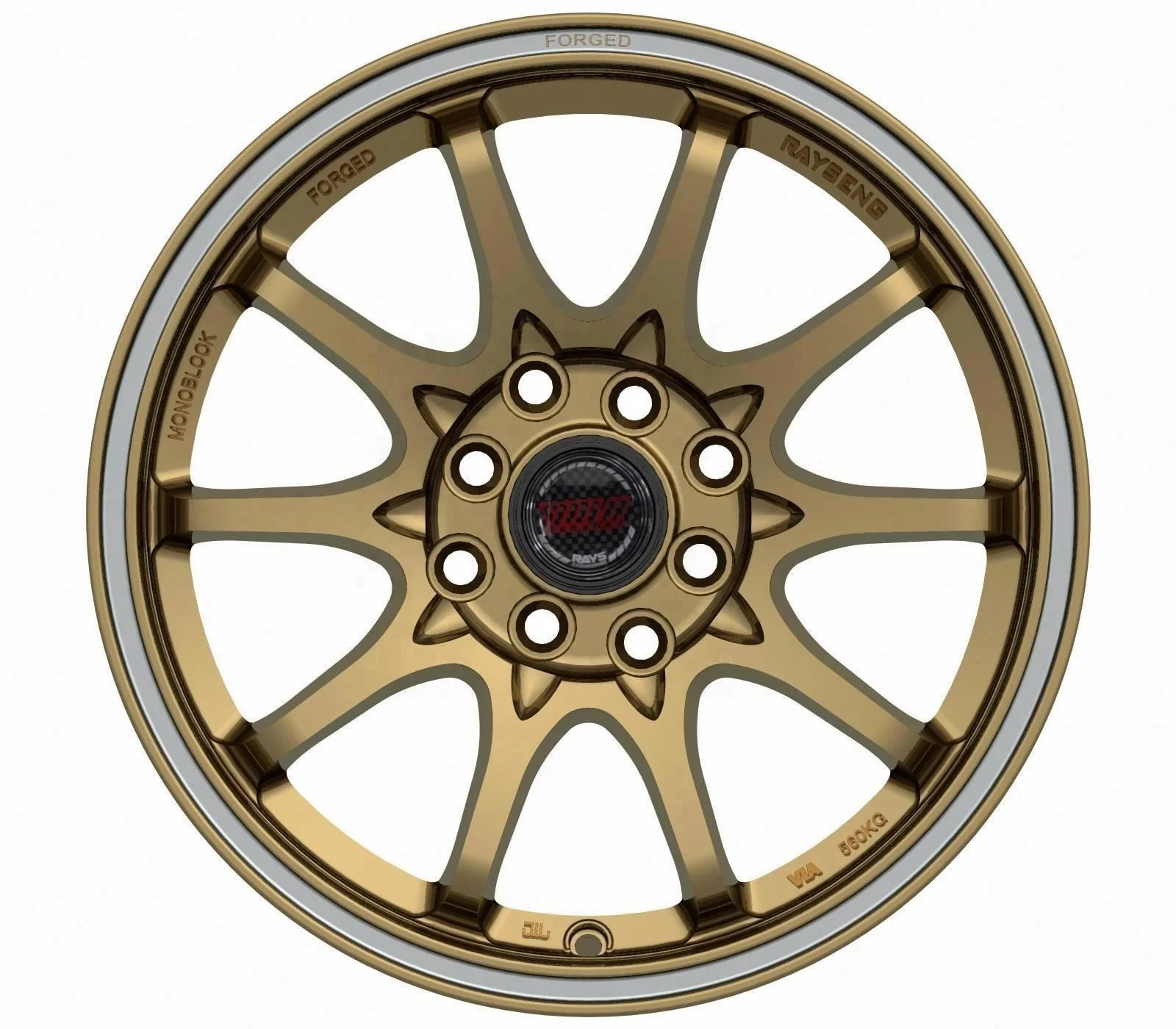 レイズ15インチ8スポークデザインアルミホイールリム ブロンズゴールド
