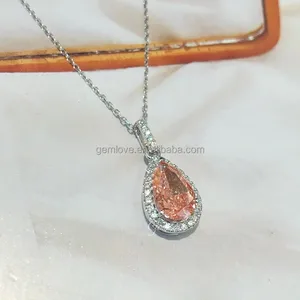 Bestseller 2.32CT Pear Pink Lab Diamond Necklace - PT950 White Gold Women's Luxury Jewelry