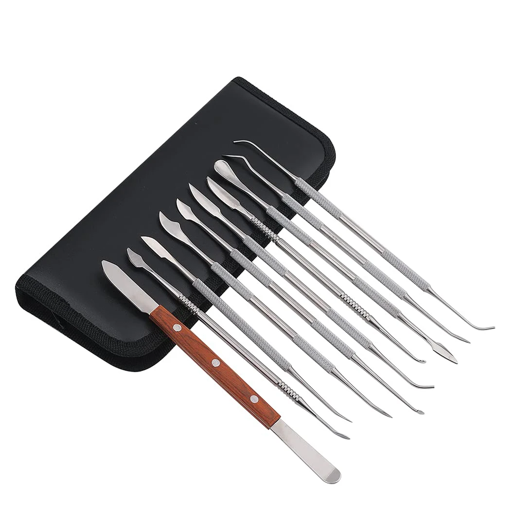12 pezzi di strumenti per intagliare cera. Doppia estremità in acciaio inox per scolpire argilla, intaglio, kit per manicure, strumenti per fai da te per scolpire, dettagli, intaglio in ceramica