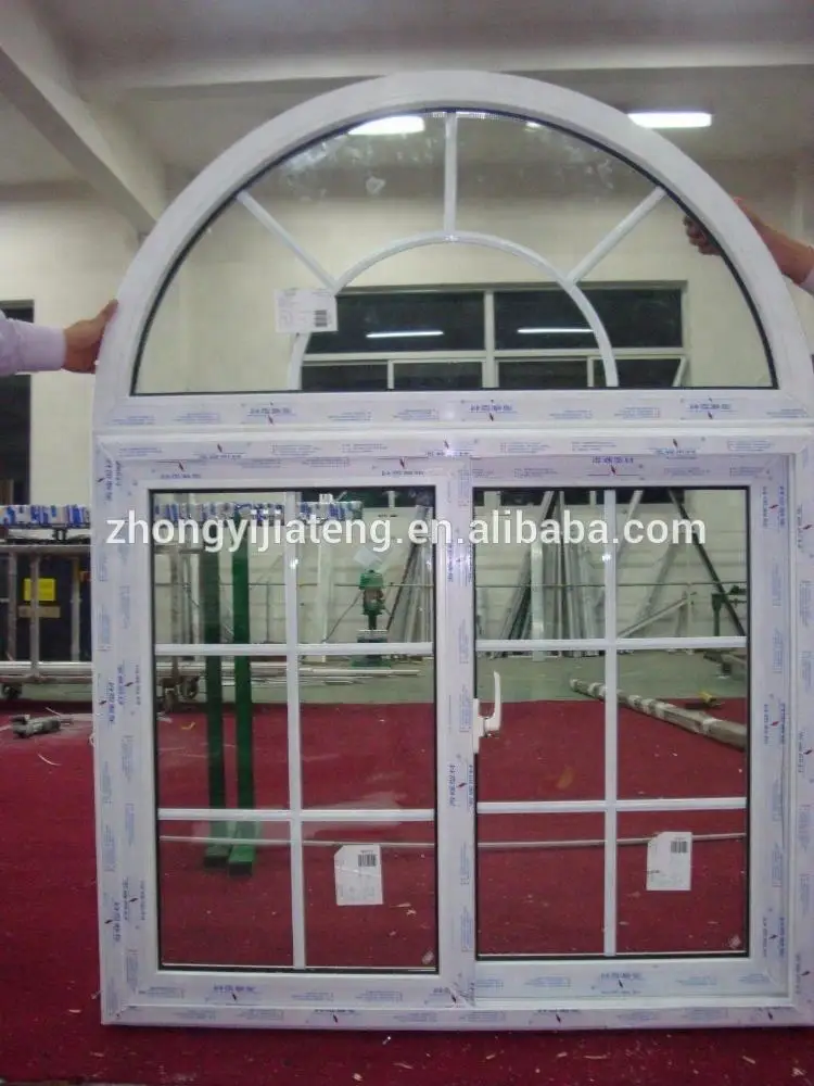 Grill Design PVC Half Circle windows Arch windows with Tempered Glass for French