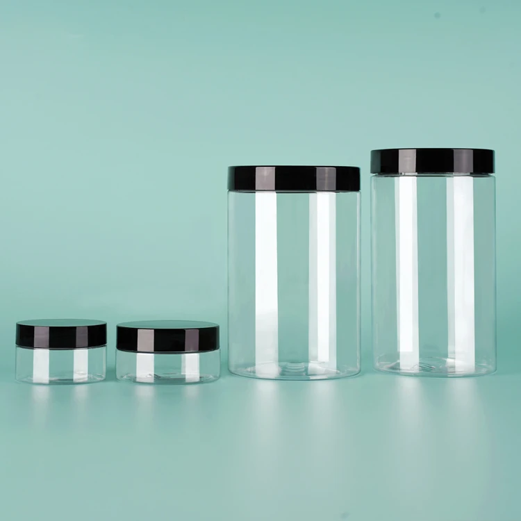 OEM ODM Custom Printing 250ml 300ml Clear Body Butter Containers With Black Plastic Lids Food-Grade Packaging
