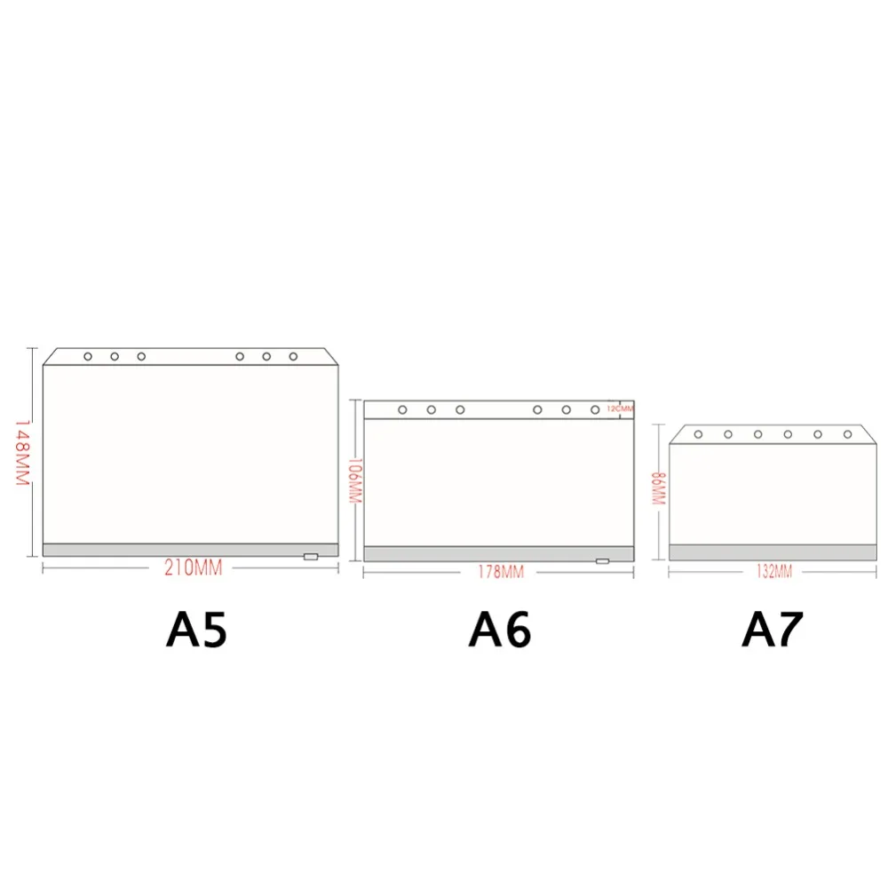 Прозрачный Органайзер-конверт из ПВХ с застежкой-молнией A5 A6 A7 6 отверстий