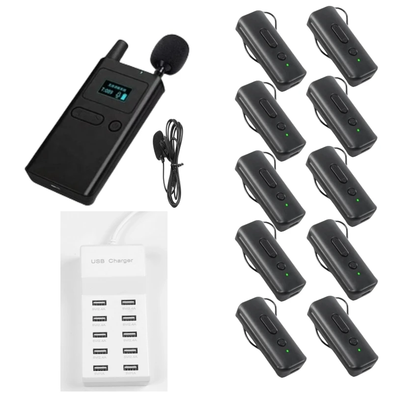 Wireless Headset Microphone Audio Tour Guide System for Worship Church Translation Teaching Travel Simultaneous Interpretation