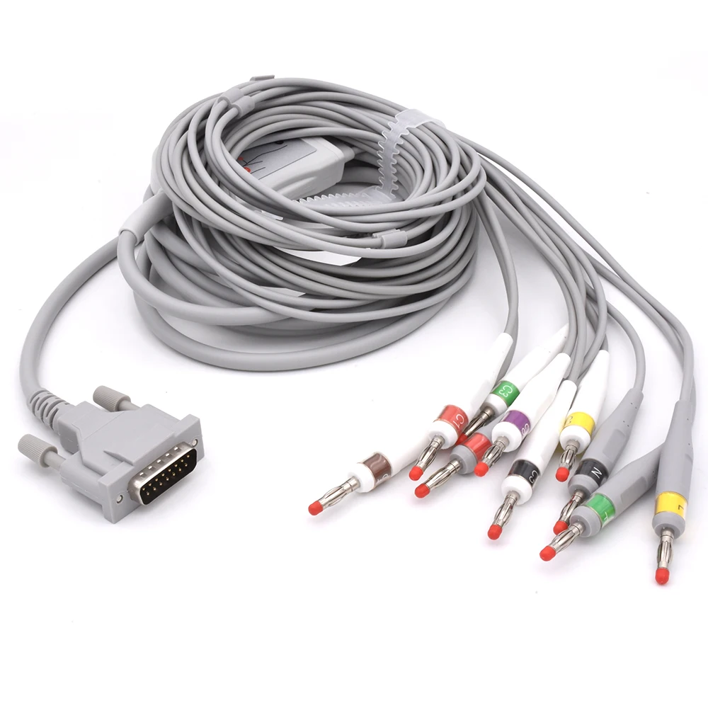 Schiiller Compatible Direct-Connect 10 Lead EKG Cable IEC/Banana 4.0 Connector for AT1/ AT2