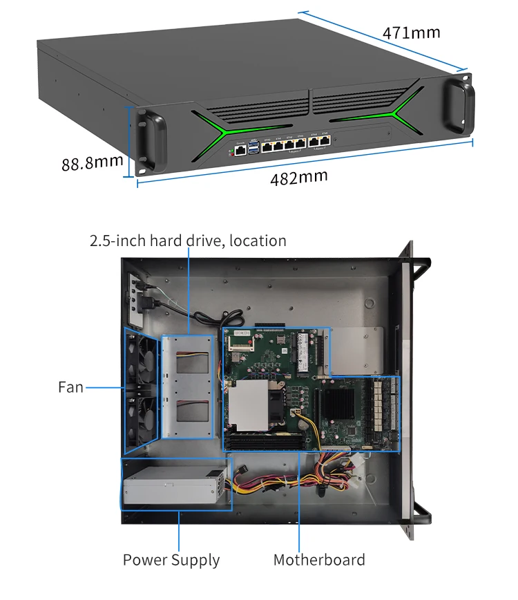 Customized 2u Server Rack 6 Nics Pfsense Firewall Router For Data ...