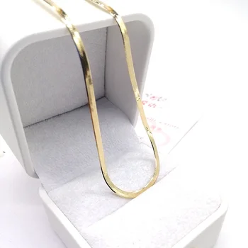 Firstmadam Flat Snake Chain 18k Solid Gold Necklace New Chain Design Men Women