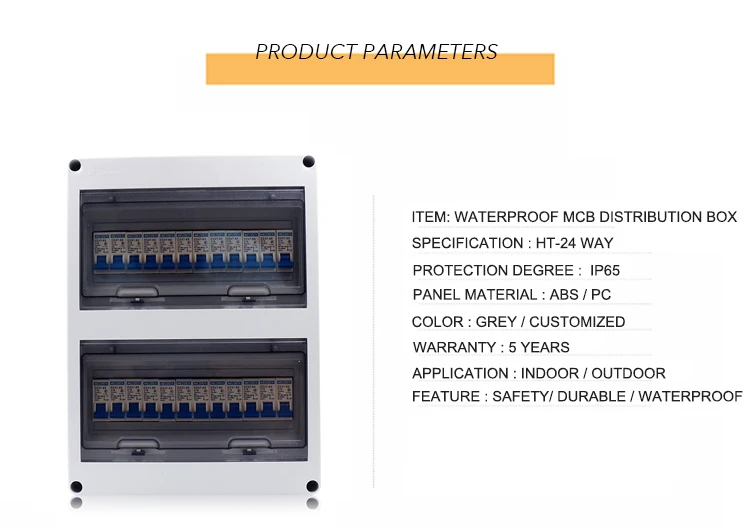 product-1-1 24 Way Plastic Electrical Ip65 Distribution Box for Circuit Breaker Db Box Mcb Distribution Board Mcb Box Cover