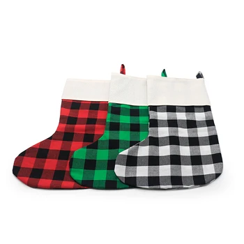 New arrival Sublimation Plaid Linen Unisex Christmas Socks for men women kids
