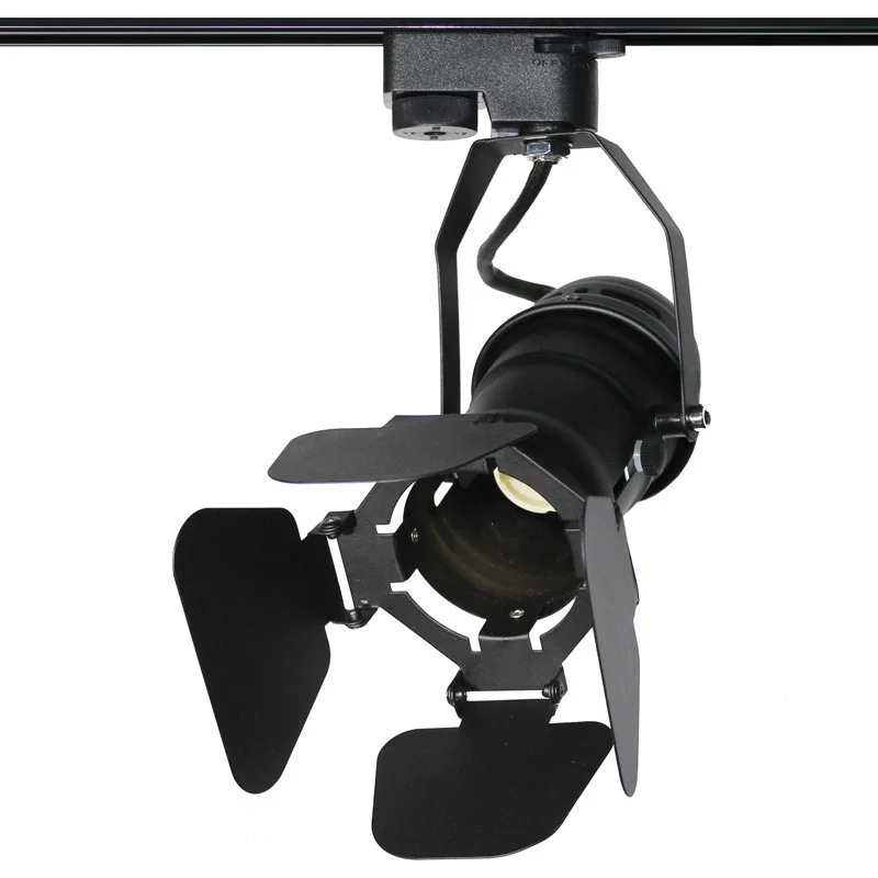 GU10 Surface Mounted Aluminum Light Fixture with Barn Door & 4 Leaf Wall Housing LED Track Light Holder for Mall Applications