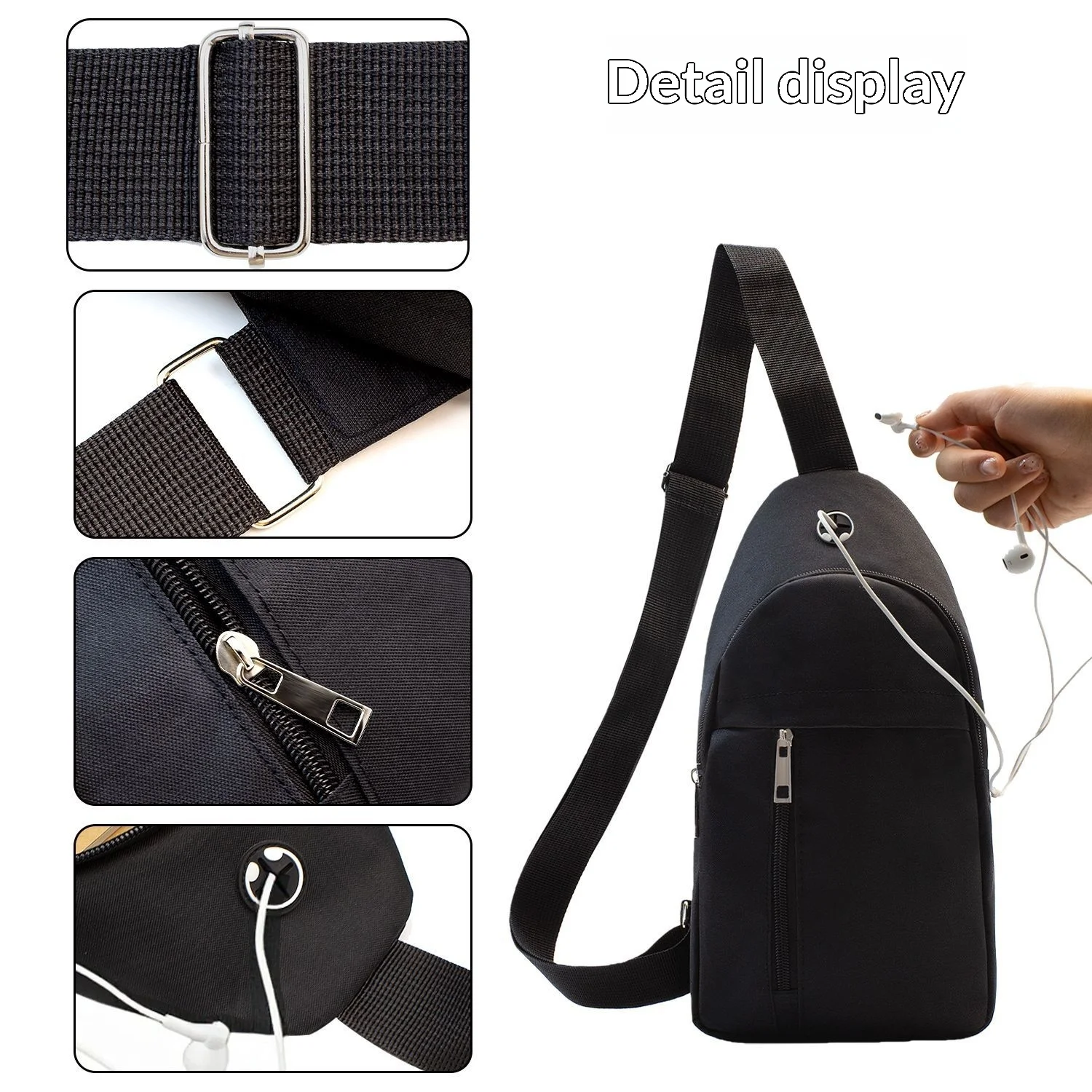 Cross-Border New Men's Oxford Cloth Breathable Zipper Chest Shoulder Crossbody Bag Multifunctional Leisure Travel Custom