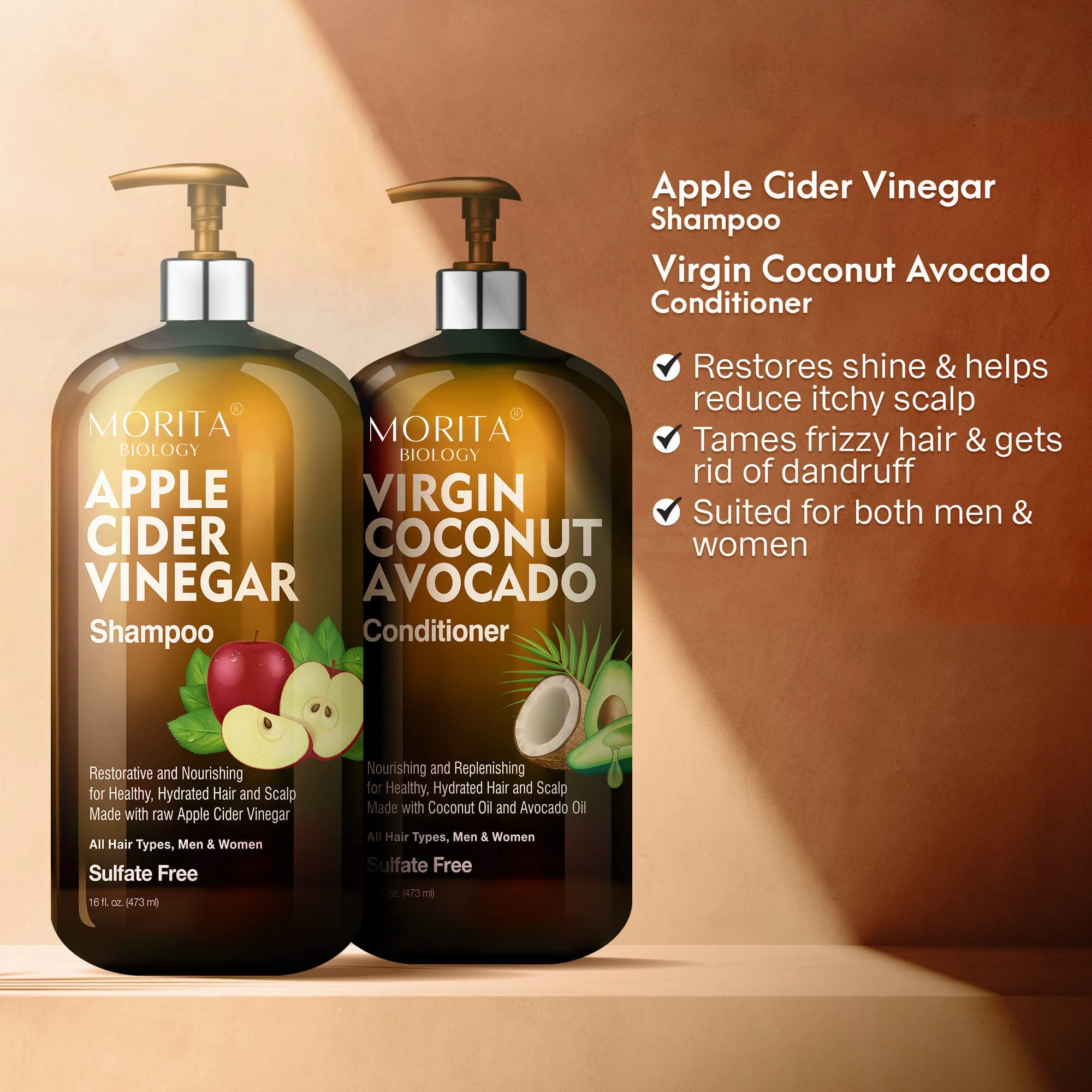 Morita Apple Cider Vinegar Shampoo &avocado Coconut Conditioner Restore