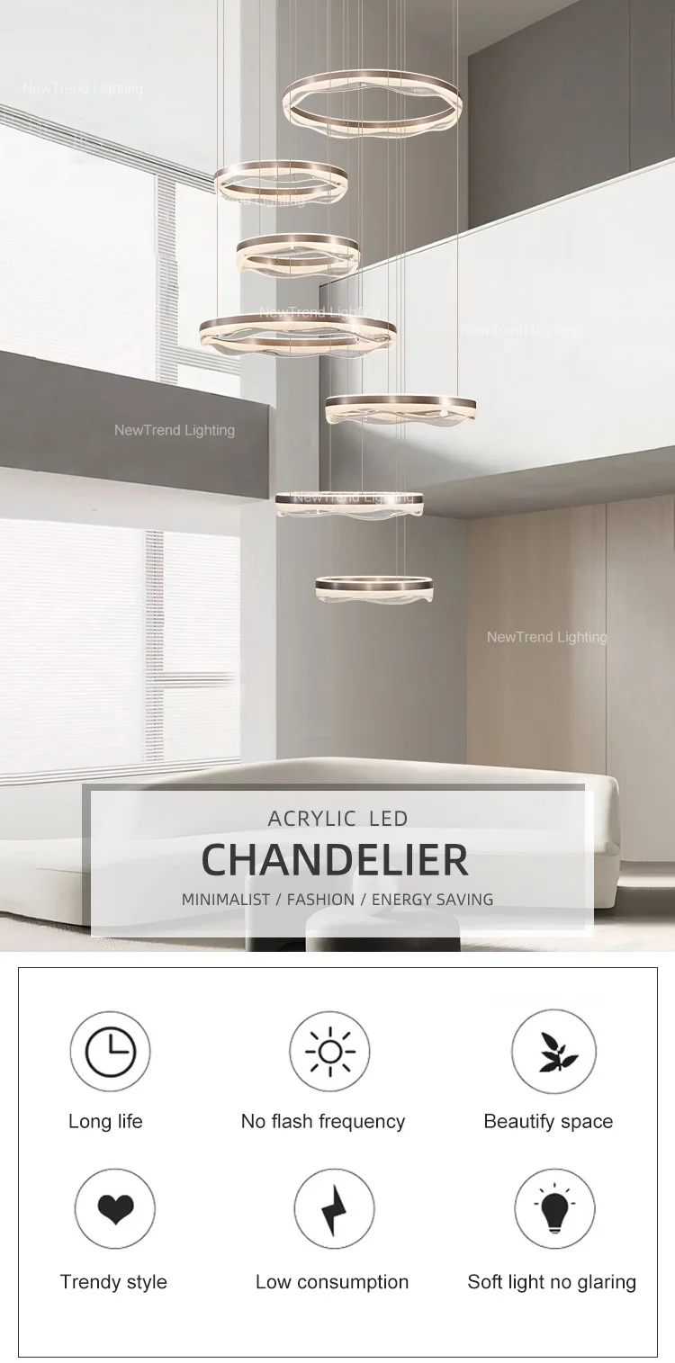 lc9866 contemporary indoor decoration pendant light living dining room restaurant home office acrylic led ring chandelier-0