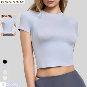 YISHENHON Women's Slim Fit Quick-Dry Yoga T-Shirt Lightweight Summer Activewear with Custom Logo Short Sleeve Casual Sportswear