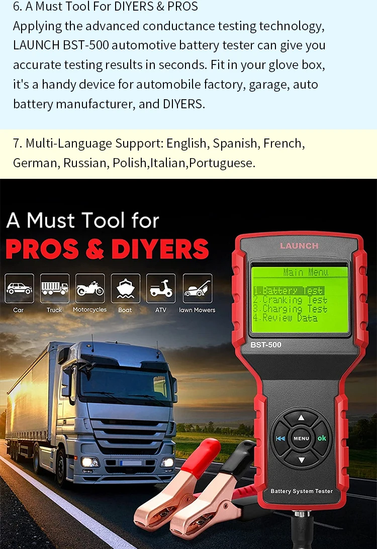 Professional Launch Bst500 Bst500 Cranking And Charging System Test 6v