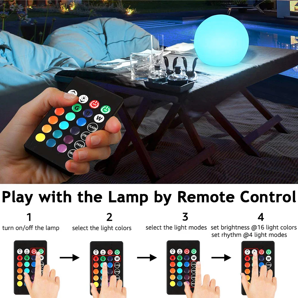 rgb full color changing remote controlled dimmable 60 cm led ball light ip65 waterproof decorative-3