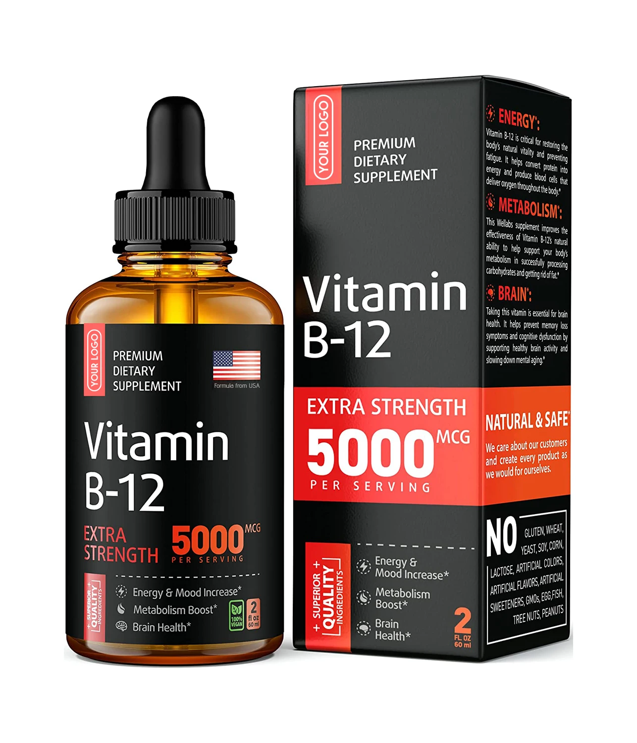 Vitamin B12 Drops - Liquid Supplement for Middle-Aged & Elderly