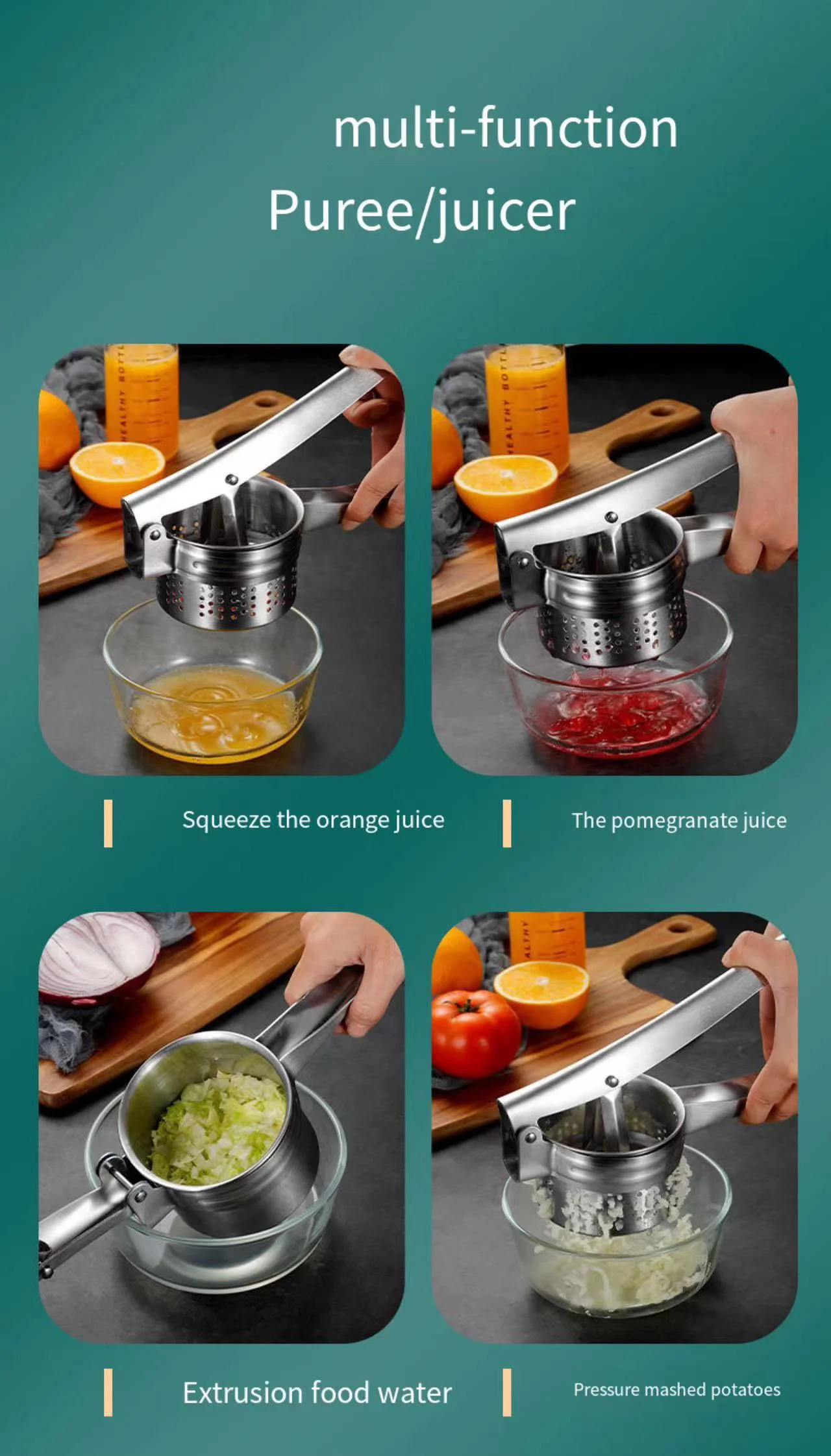 Manual Hand Stainless Steel Lemon Zester Citrus Juicer Lemon Squeezer ...