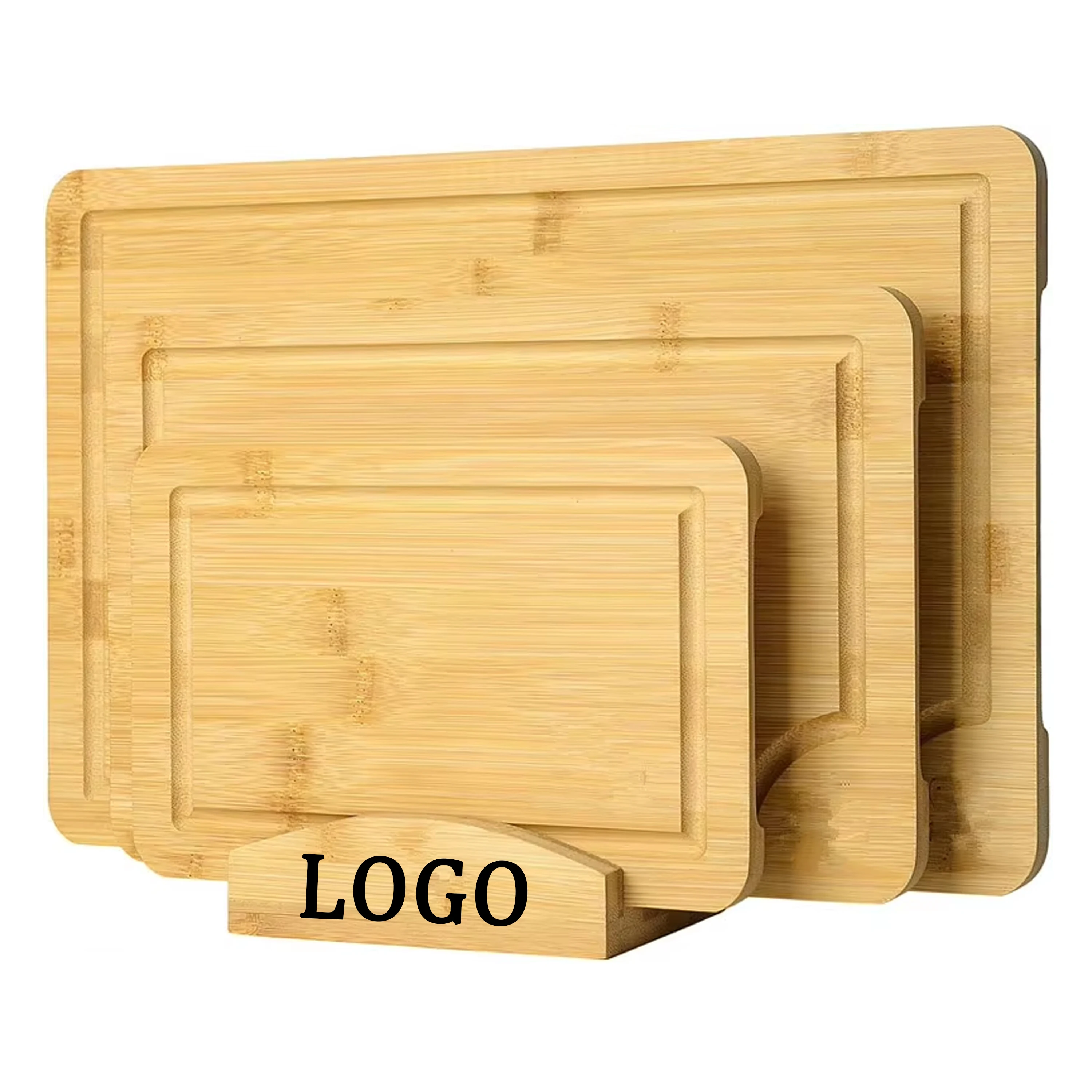 Cutting Board Set Bamboo Cutting Board With Juice Groove Chopping Board Storage Rack Included for Kitchen Cooking