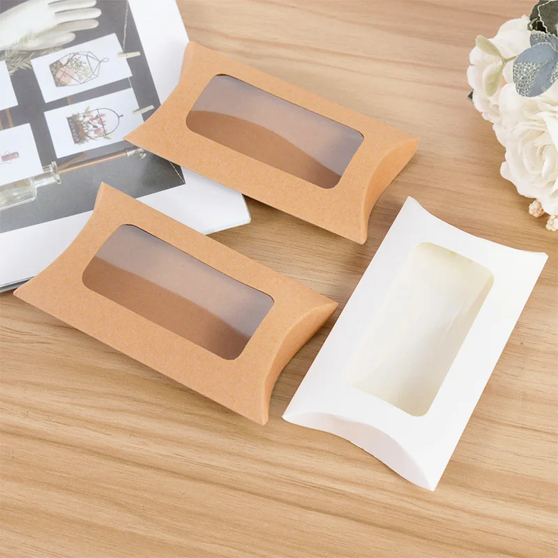 Small Boxes For Packiging Kraft Paper Cookie Boxes Biodegradable With Window Container Paper